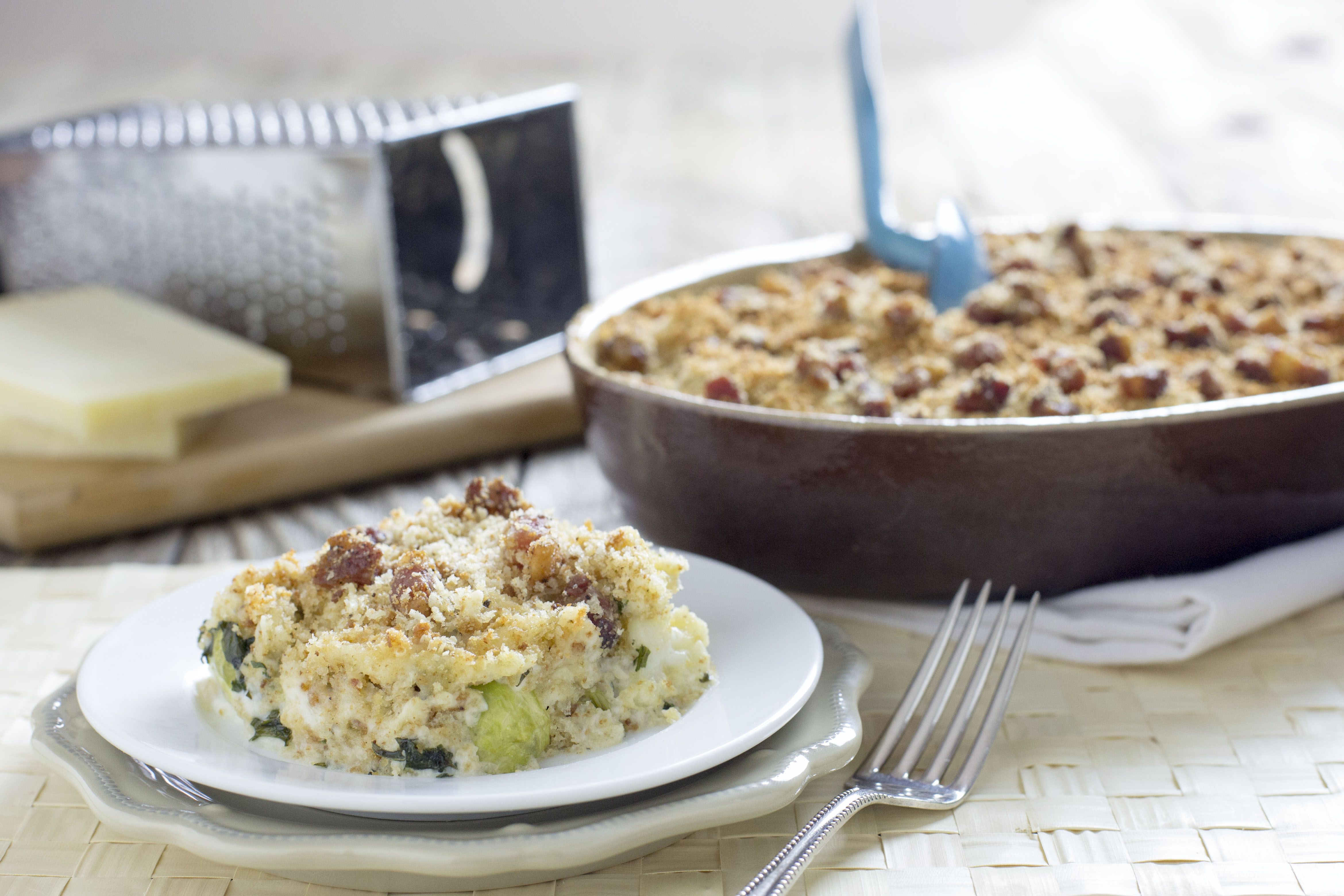 Brussels Sprouts, Cauliflower and Kale Gratin