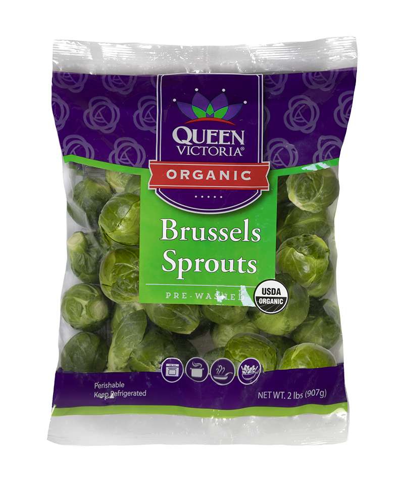 QV Organic Brussels sprouts 2lb bag front